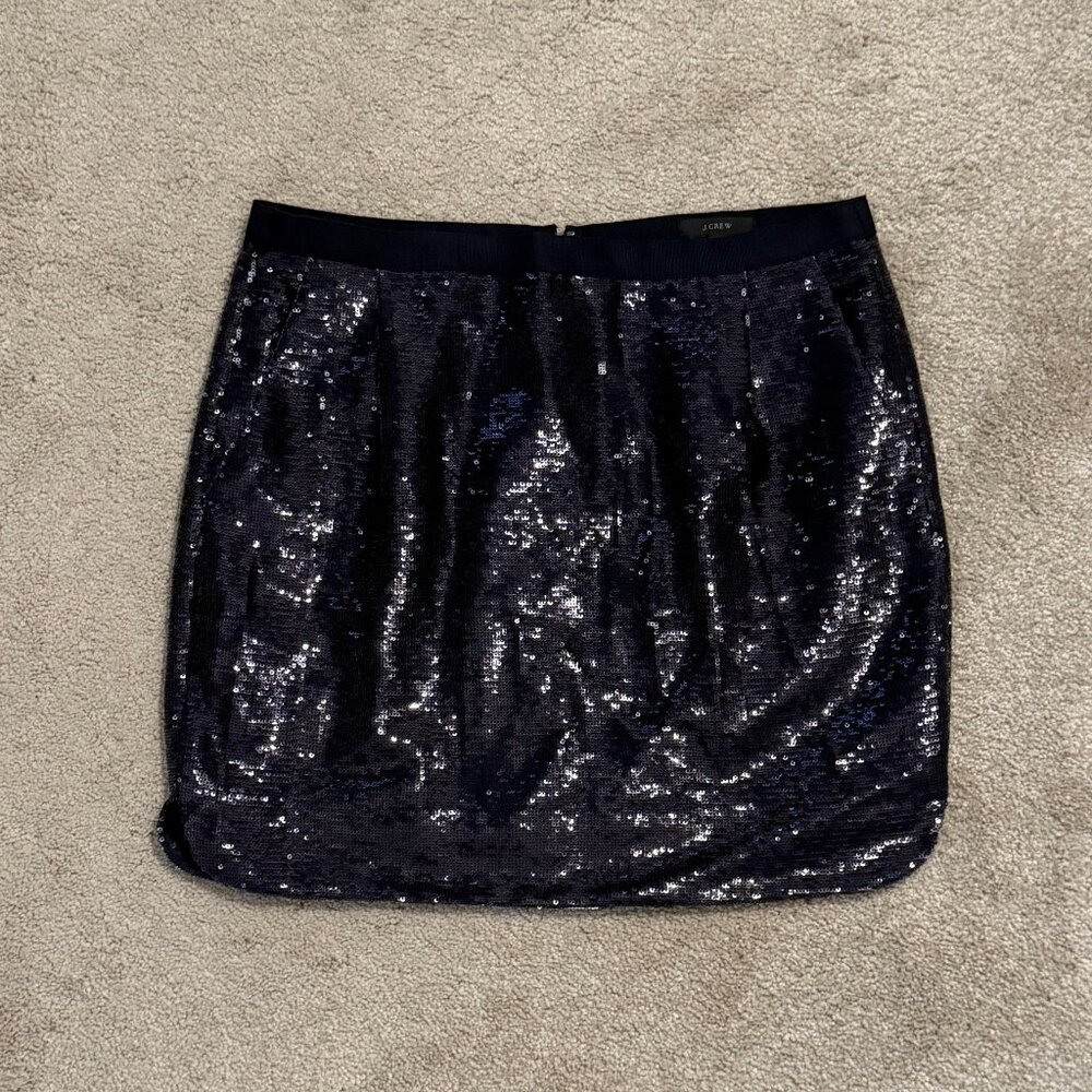 J.Crew Midnight Blue Sequin Mini Skirt – Size 6 - POCKETS!